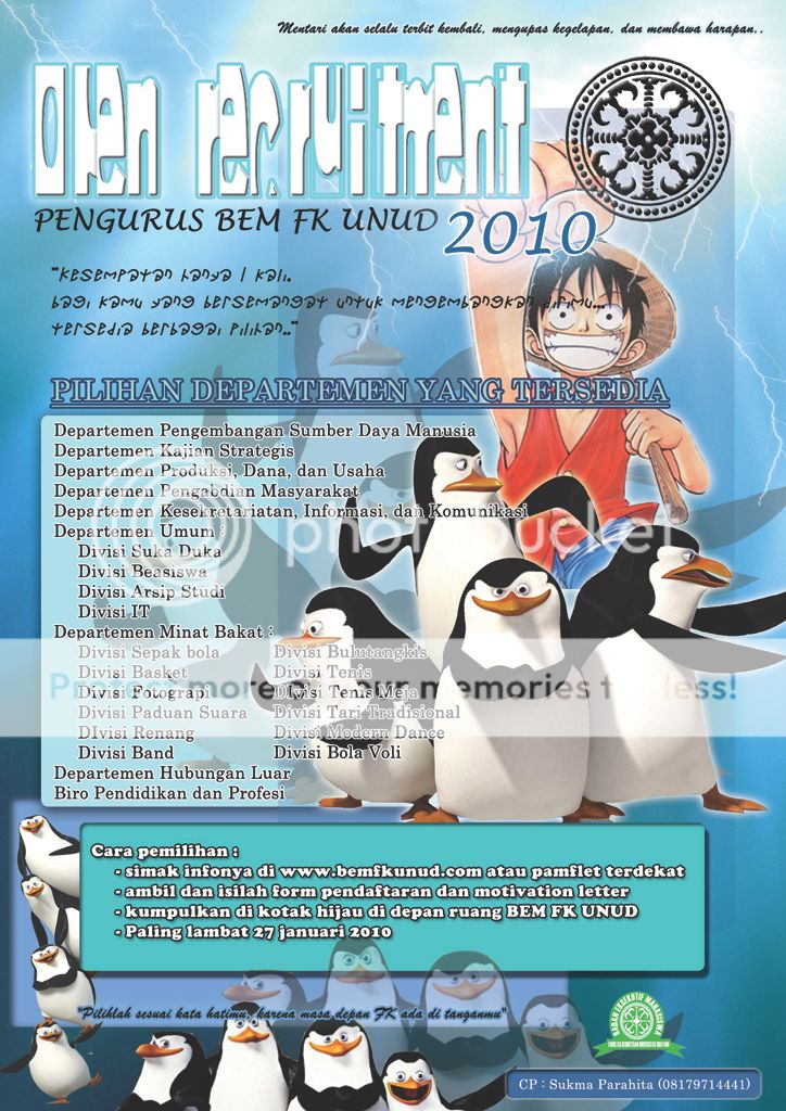OPEN RECRUITMENT PENGURUS BEM FK UNUD 2010